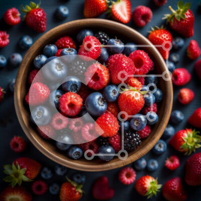 Intra Συλλεκτικό Ξύλινο Παζλ Plywood  4mm - Ζωντανό μπολ με φρέσκα μούρα σε σκούρο φόντο Σε Ξύλινο Κουτί - Διαστάσεις: 10x10 cm – 25 κομμάτια - Image 1