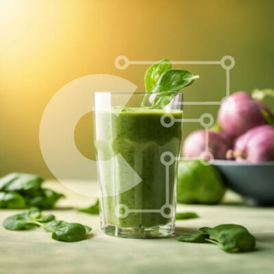 Intra Συλλεκτικό Ξύλινο Παζλ Plywood 4mm - Πράσινο Smoothie με φύλλα σπανακιού Σε Ξύλινο Κουτί - Διαστάσεις: 10x10 cm – 25 κομμάτια - Image 1