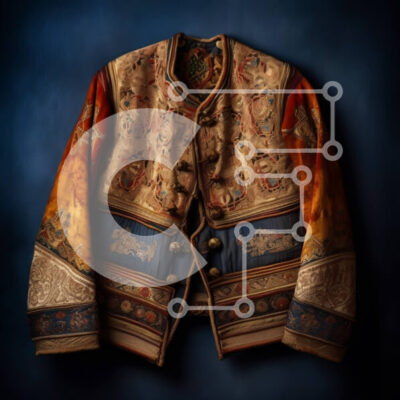 Intra Συλλεκτικό Ξύλινο Παζλ Plywood  4mm - Κομψό παραδοσιακό κινέζικο μπουφάν με όμορφο λουλουδάτο μοτίβο Σε Ξύλινο Κουτί - Διαστάσεις: 10x10 cm – 25 κομμάτια - Image 1