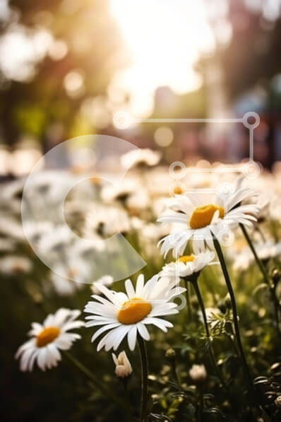 Intra Συλλεκτικό Ξύλινο Παζλ Plywood  4mm - Όμορφη εικόνα ενός χωραφιού με λευκές μαργαρίτες σε πλήρη άνθιση Σε Ξύλινο Κουτί - Διαστάσεις: 10x10 cm – 25 κομμάτια