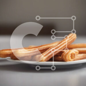 Intra Συλλεκτικό Ξύλινο Παζλ Plywood  4mm - Churros με γάλα σε λευκό πιάτο Σε Ξύλινο Κουτί - Διαστάσεις: 10x10 cm – 25 κομμάτια