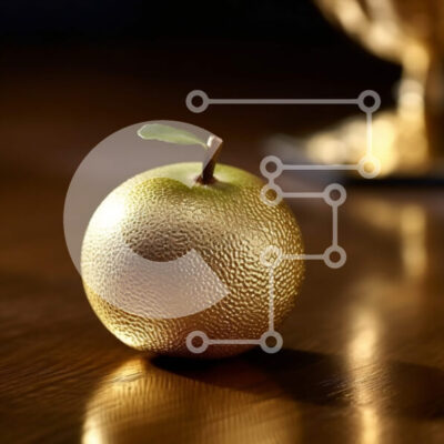 Intra Συλλεκτικό Ξύλινο Παζλ Plywood 4mm - Όμορφη εικόνα ενός χρυσού μήλου σε ένα ξύλινο τραπέζι Σε Ξύλινο Κουτί - Διαστάσεις: 10x10 cm – 25 κομμάτια - Image 1