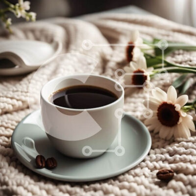 Intra Συλλεκτικό Ξύλινο Παζλ Plywood  4mm - Άνετη και ζεστή ώρα για καφέ με μια όμορφη πλεκτή κουβέρτα και φρέσκα λουλούδια Σε Ξύλινο Κουτί - Διαστάσεις: 10x10 cm – 25 κομμάτια - Image 1