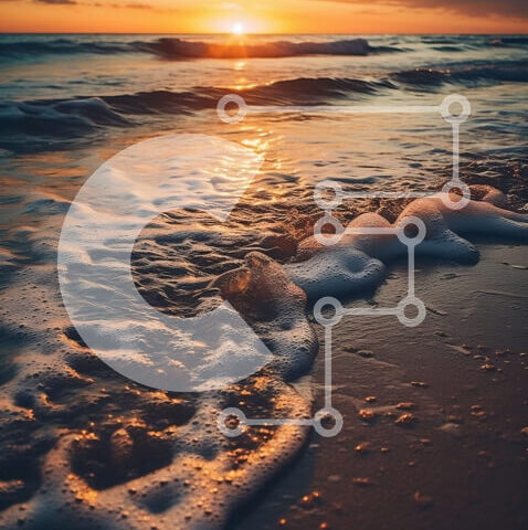 Intra Συλλεκτικό Ξύλινο Παζλ Plywood  4mm - Εκπληκτικό ηλιοβασίλεμα πάνω από τον ωκεανό με τα κύματα να πέφτουν στην ακτή Σε Ξύλινο Κουτί - Διαστάσεις: 10x10 cm – 25 κομμάτια - Image 1