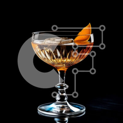 Intra Συλλεκτικό Ξύλινο Παζλ Plywood  4mm - Κομψό πορτοκαλί κοκτέιλ σε ποτήρι κοκτέιλ σε μαύρο φόντο Σε Ξύλινο Κουτί - Διαστάσεις: 10x10 cm – 25 κομμάτια - Image 1