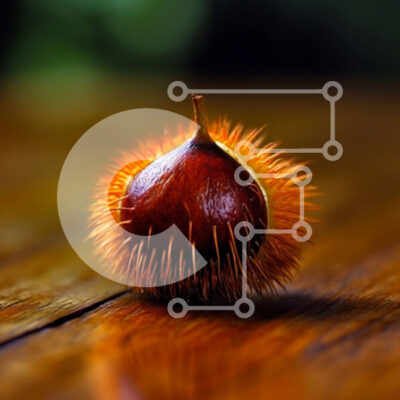 Intra Συλλεκτικό Ξύλινο Παζλ Plywood  4mm - Φρέσκο ​​κάστανο σε ρουστίκ ξύλινο τραπέζι Σε Ξύλινο Κουτί - Διαστάσεις: 10x10 cm – 25 κομμάτια - Image 1