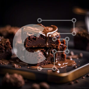 Intra Συλλεκτικό Ξύλινο Παζλ Plywood  4mm - Νόστιμη κινηματογράφηση σε πρώτο πλάνο ενός Brownie σοκολάτας με σάλτσα σοκολάτας Σε Ξύλινο Κουτί - Διαστάσεις: 10x10 cm – 25 κομμάτια