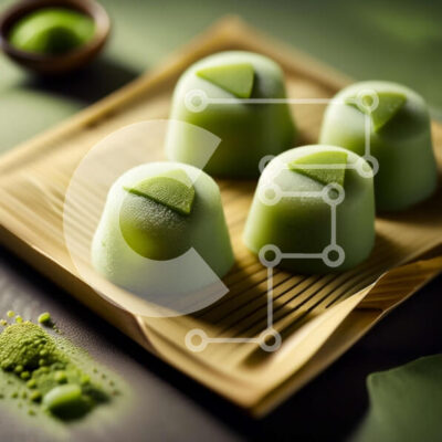 Intra Συλλεκτικό Ξύλινο Παζλ Plywood  4mm - Νόστιμα κέικ πράσινου τσαγιού και σκόνη σε δίσκο μπαμπού Σε Ξύλινο Κουτί - Διαστάσεις: 10x10 cm – 25 κομμάτια - Image 1