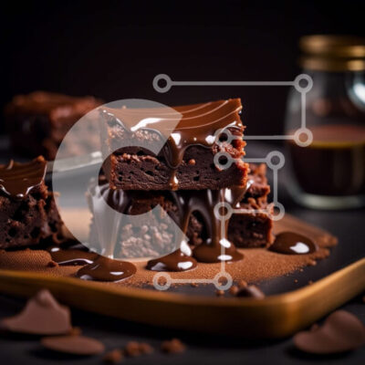 Intra Συλλεκτικό Ξύλινο Παζλ Plywood 4mm - Νόστιμο μπράουνι σοκολάτας με σάλτσα σοκολάτας που στάζει Σε Ξύλινο Κουτί - Διαστάσεις: 10x10 cm – 25 κομμάτια - Image 1