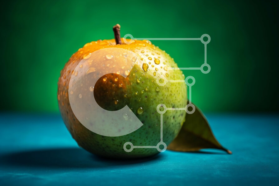 Intra Συλλεκτικό Ξύλινο Παζλ Plywood  4mm - Φρέσκο ​​και ζουμερό πράσινο μήλο με σταγονίδια νερού Σε Ξύλινο Κουτί - Διαστάσεις: 10x10 cm – 25 κομμάτια