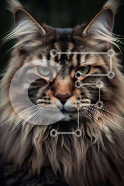 Intra Συλλεκτικό Ξύλινο Παζλ Plywood  4mm - Μυστηριώδες και έντονο βλέμμα μιας χνουδωτής μακρυμάλλης γάτας Σε Ξύλινο Κουτί - Διαστάσεις: 10x10 cm – 25 κομμάτια