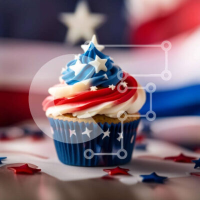 Intra Συλλεκτικό Ξύλινο Παζλ Plywood  4mm - Λαχταριστό Πατριωτικό Cupcake με Κόκκινο, Λευκό και Μπλε παγετό Σε Ξύλινο Κουτί - Διαστάσεις: 10x10 cm – 25 κομμάτια - Image 1