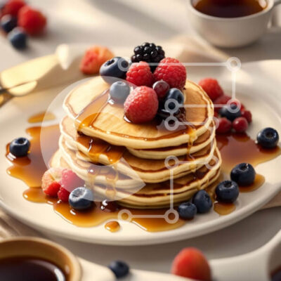 Intra Συλλεκτικό Ξύλινο Παζλ Plywood  4mm - Νόστιμη στοίβα από τηγανίτες με φρέσκα μούρα και σιρόπι Σε Ξύλινο Κουτί - Διαστάσεις: 10x10 cm – 25 κομμάτια - Image 1