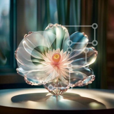 Intra Συλλεκτικό Ξύλινο Παζλ Plywood  4mm - Εκπληκτική εικόνα ενός ροζ τριαντάφυλλου σε ένα γυάλινο βάζο Σε Ξύλινο Κουτί - Διαστάσεις: 10x10 cm – 25 κομμάτια - Image 1