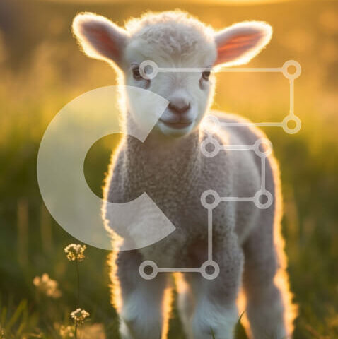 Intra Συλλεκτικό Ξύλινο Παζλ Plywood 4mm - Όμορφη εικόνα ενός χαριτωμένου αρνιού σε ένα χωράφι στο ηλιοβασίλεμα Σε Ξύλινο Κουτί - Διαστάσεις: 10x10 cm – 25 κομμάτια - Image 1