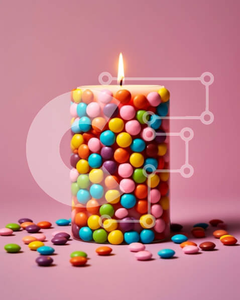 Intra Συλλεκτικό Ξύλινο Παζλ Plywood  4mm - Τούρτα γενεθλίων με πολύχρωμες καραμέλες στην κορυφή Σε Ξύλινο Κουτί - Διαστάσεις: 10x10 cm – 25 κομμάτια