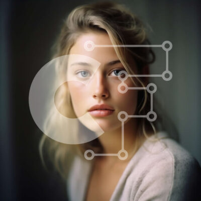 Intra Συλλεκτικό Ξύλινο Παζλ Plywood  4mm - Ουδέτερο πορτρέτο μιας νεαρής γυναίκας με λευκό πουλόβερ Σε Ξύλινο Κουτί - Διαστάσεις: 10x10 cm – 25 κομμάτια - Image 1