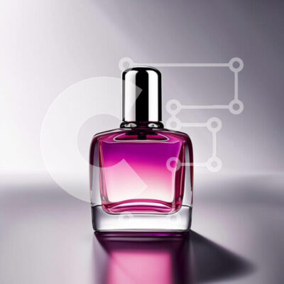 Intra Συλλεκτικό Ξύλινο Παζλ Plywood  4mm - Κομψό μπουκάλι αρώματος ροζ Chanel No. 5 σε γκρι φόντο Σε Ξύλινο Κουτί - Διαστάσεις: 10x10 cm – 25 κομμάτια - Image 1