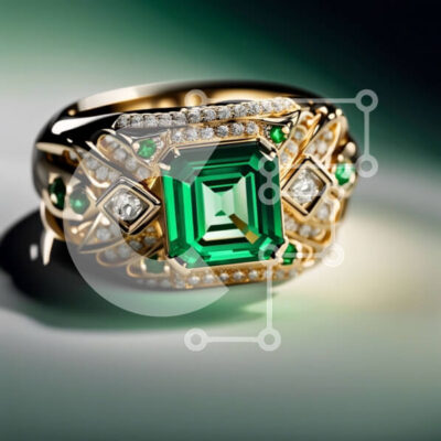 Intra Συλλεκτικό Ξύλινο Παζλ Plywood  4mm - Εκπληκτικό πράσινο σμαραγδένιο δαχτυλίδι με διαμαντένιες αποχρώσεις Σε Ξύλινο Κουτί - Διαστάσεις: 10x10 cm – 25 κομμάτια - Image 1