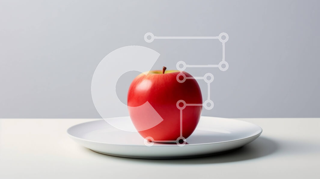 Intra Συλλεκτικό Ξύλινο Παζλ Plywood  4mm - Κόκκινο μήλο σε ένα άσπρο πιάτο Σε Ξύλινο Κουτί - Διαστάσεις: 10x10 cm – 25 κομμάτια