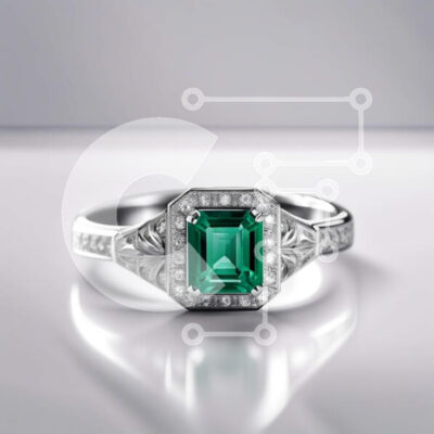 Intra Συλλεκτικό Ξύλινο Παζλ Plywood  4mm - Κομψό vintage δαχτυλίδι από λευκό χρυσό με σμαραγδένιες πέτρες και διαμαντένιες πινελιές Σε Ξύλινο Κουτί - Διαστάσεις: 10x10 cm – 25 κομμάτια - Image 1