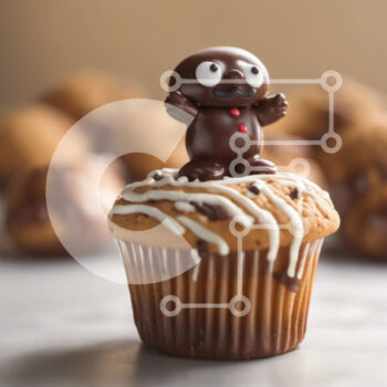 Intra Συλλεκτικό Ξύλινο Παζλ Plywood  4mm - Cupcake σοκολάτας με ειδώλιο ζώου Σε Ξύλινο Κουτί - Διαστάσεις: 10x10 cm – 25 κομμάτια - Image 1