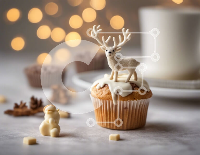 Intra Συλλεκτικό Ξύλινο Παζλ Plywood  4mm - Cupcake με γιορτινό θέμα με ειδώλια ελαφιών Σε Ξύλινο Κουτί - Διαστάσεις: 10x10 cm – 25 κομμάτια