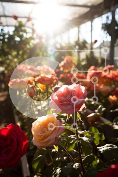 Intra Συλλεκτικό Ξύλινο Παζλ Plywood  4mm - Όμορφη εικόνα από τριαντάφυλλα πλήρους άνθισης σε ένα γυάλινο θερμοκήπιο Σε Ξύλινο Κουτί - Διαστάσεις: 10x10 cm – 25 κομμάτια