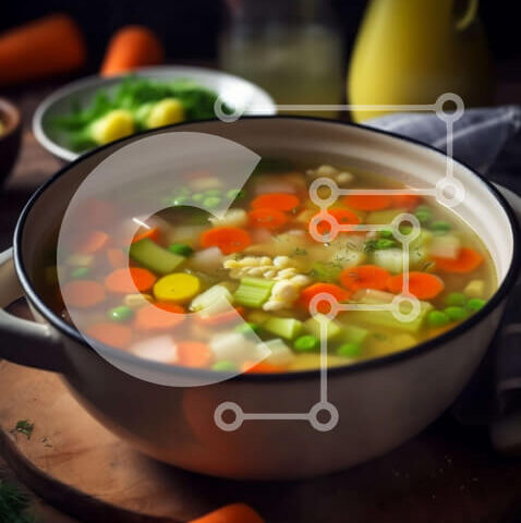 Intra Συλλεκτικό Ξύλινο Παζλ Plywood  4mm - Υγιεινό μπολ σούπας λαχανικών με φρέσκα υλικά Σε Ξύλινο Κουτί - Διαστάσεις: 10x10 cm – 25 κομμάτια - Image 1