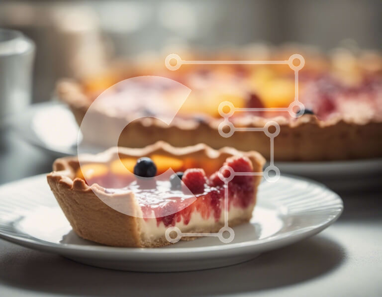 Intra Συλλεκτικό Ξύλινο Παζλ Plywood  4mm - Φέτα πίτας σε λευκά πιάτα με φλιτζάνια καφέ Σε Ξύλινο Κουτί - Διαστάσεις: 10x10 cm – 25 κομμάτια