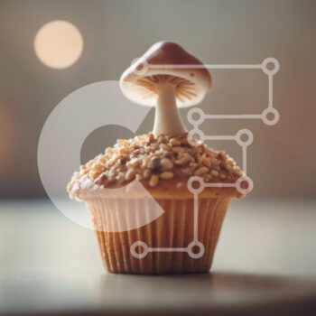 Intra Συλλεκτικό Ξύλινο Παζλ Plywood  4mm - Cupcake σε σχήμα μανιταριού με φώτα και σκιές Σε Ξύλινο Κουτί - Διαστάσεις: 10x10 cm – 25 κομμάτια - Image 1