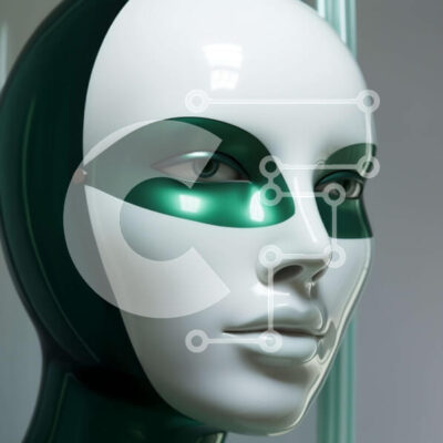 Intra Συλλεκτικό Ξύλινο Παζλ Plywood  4mm - Κεφάλι μανεκέν με λευκό πρόσωπο και πράσινα μάτια Σε Ξύλινο Κουτί - Διαστάσεις: 10x10 cm – 25 κομμάτια - Image 1