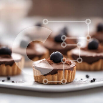 Intra Συλλεκτικό Ξύλινο Παζλ Plywood  4mm - Cupcakes σοκολάτας με βατόμουρα σε λευκό πιάτο Σε Ξύλινο Κουτί - Διαστάσεις: 10x10 cm – 25 κομμάτια - Image 1