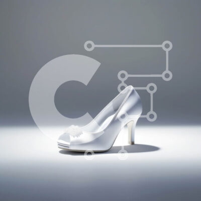 Intra Συλλεκτικό Ξύλινο Παζλ Plywood  4mm - Κομψή λευκή αντλία ψηλοτάκουνων με λουράκι αστραγάλου και φιόγκο Σε Ξύλινο Κουτί - Διαστάσεις: 10x10 cm – 25 κομμάτια - Image 1