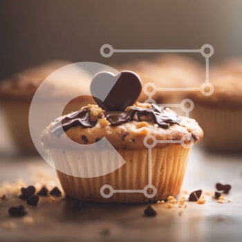 Intra Συλλεκτικό Ξύλινο Παζλ Plywood  4mm - Cupcake σε σχήμα καρδιάς με τσιπς σοκολάτας Σε Ξύλινο Κουτί - Διαστάσεις: 10x10 cm – 25 κομμάτια - Image 1