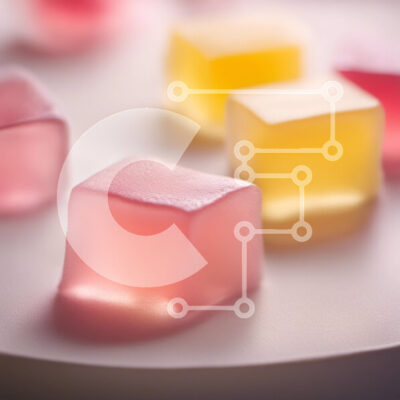 Intra Συλλεκτικό Ξύλινο Παζλ Plywood  4mm - Πολύχρωμοι κύβοι ζελέ σε ένα άσπρο πιάτο Σε Ξύλινο Κουτί - Διαστάσεις: 10x10 cm – 25 κομμάτια - Image 1