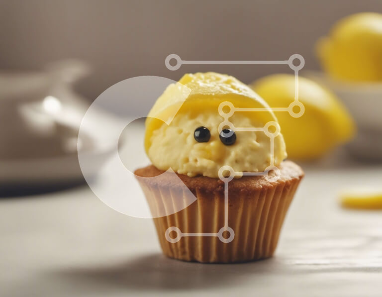 Intra Συλλεκτικό Ξύλινο Παζλ Plywood  4mm - Cupcake με κίτρινο γλάσο και λεμόνια Σε Ξύλινο Κουτί - Διαστάσεις: 10x10 cm – 25 κομμάτια