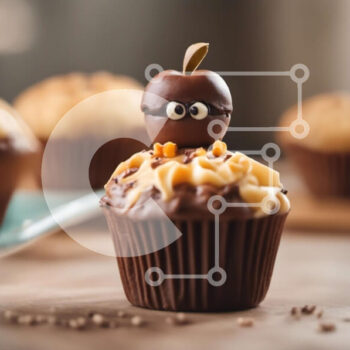 Intra Συλλεκτικό Ξύλινο Παζλ Plywood  4mm - Cupcake σοκολάτας με διακόσμηση μήλου Σε Ξύλινο Κουτί - Διαστάσεις: 10x10 cm – 25 κομμάτια - Image 1