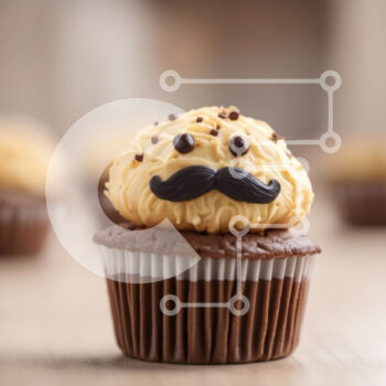 Intra Συλλεκτικό Ξύλινο Παζλ Plywood  4mm - Cupcake μουστάκι με παγωμένο σοκολάτα Σε Ξύλινο Κουτί - Διαστάσεις: 10x10 cm – 25 κομμάτια - Image 1