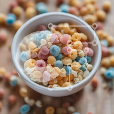 Intra Συλλεκτικό Ξύλινο Παζλ Plywood  4mm - Πολύχρωμο μπολ δημητριακών με διάφορες γεύσεις και ψεκασμούς Σε Ξύλινο Κουτί - Διαστάσεις: 10x10 cm – 25 κομμάτια - Image 1