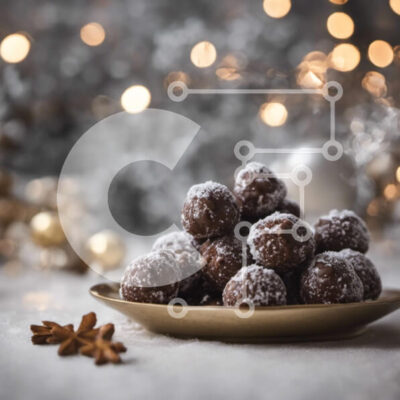 Intra Συλλεκτικό Ξύλινο Παζλ Plywood 4mm - Μπολ με σοκολατένιες μπάλες με ζάχαρη άχνη και νιφάδες χιονιού Σε Ξύλινο Κουτί - Διαστάσεις: 10x10 cm – 25 κομμάτια - Image 1