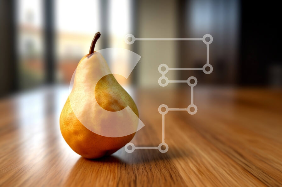 Intra Συλλεκτικό Ξύλινο Παζλ Plywood  4mm - Όμορφη εικόνα ώριμου αχλαδιού με θέα στον κήπο Σε Ξύλινο Κουτί - Διαστάσεις: 10x10 cm – 25 κομμάτια