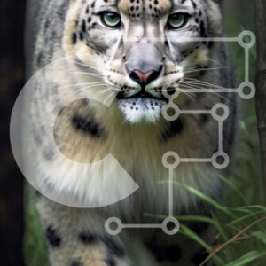 Intra Συλλεκτικό Ξύλινο Παζλ Plywood  4mm - Όμορφη εικόνα μιας λεοπάρδαλης του χιονιού που περπατά μέσα από ένα δάσος Σε Ξύλινο Κουτί - Διαστάσεις: 10x10 cm – 25 κομμάτια