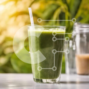 Intra Συλλεκτικό Ξύλινο Παζλ Plywood  4mm - Πράσινος χυμός με άχυρο στο τραπέζι Σε Ξύλινο Κουτί - Διαστάσεις: 10x10 cm – 25 κομμάτια