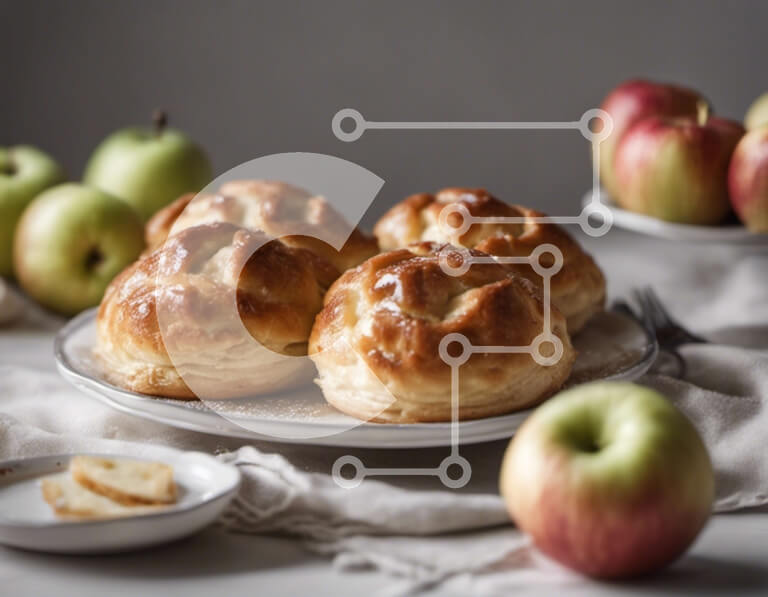 Intra Συλλεκτικό Ξύλινο Παζλ Plywood  4mm - Νόστιμα αρτοσκευάσματα και φρέσκα φρούτα σε ένα λευκό πιάτο Σε Ξύλινο Κουτί - Διαστάσεις: 10x10 cm – 25 κομμάτια