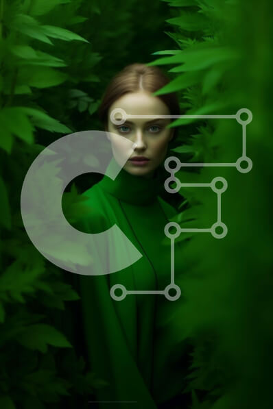 Intra Συλλεκτικό Ξύλινο Παζλ Plywood  4mm - Κυκλοθυμική εικόνα της γυναίκας σε ένα πυκνό δάσος Σε Ξύλινο Κουτί - Διαστάσεις: 10x10 cm – 25 κομμάτια