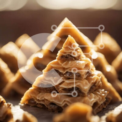 Intra Συλλεκτικό Ξύλινο Παζλ Plywood  4mm - Από κοντά όψη του νόστιμου επιδορπίου μπακλαβά Σε Ξύλινο Κουτί - Διαστάσεις: 10x10 cm – 25 κομμάτια - Image 1