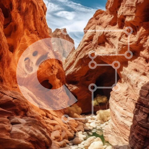 Intra Συλλεκτικό Ξύλινο Παζλ Plywood  4mm - Όμορφη εικόνα του κόκκινου φαραγγιού με το ρεύμα Σε Ξύλινο Κουτί - Διαστάσεις: 10x10 cm – 25 κομμάτια - Image 1