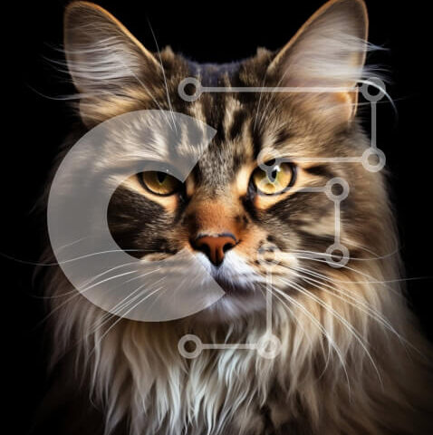 Intra Συλλεκτικό Ξύλινο Παζλ Plywood  4mm - Έντονη και εστιασμένη γάτα με λαμπερά πράσινα μάτια Σε Ξύλινο Κουτί - Διαστάσεις: 10x10 cm – 25 κομμάτια - Image 1