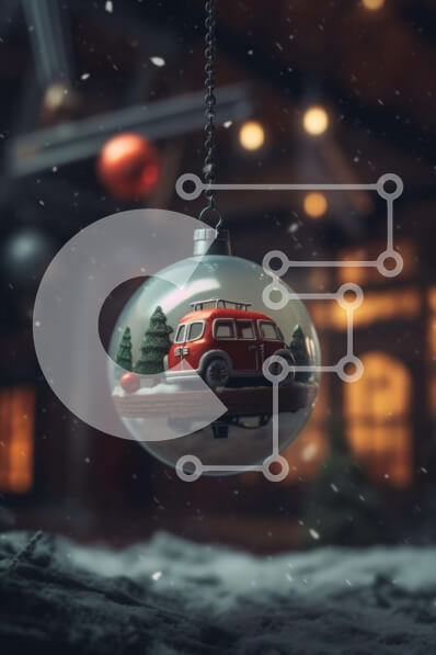 Intra Συλλεκτικό Ξύλινο Παζλ Plywood  4mm - Παλιό σκουριασμένο αυτοκίνητο με χριστουγεννιάτικο δέντρο και δώρα στο χιονισμένο δάσος Σε Ξύλινο Κουτί - Διαστάσεις: 10x10 cm – 25 κομμάτια